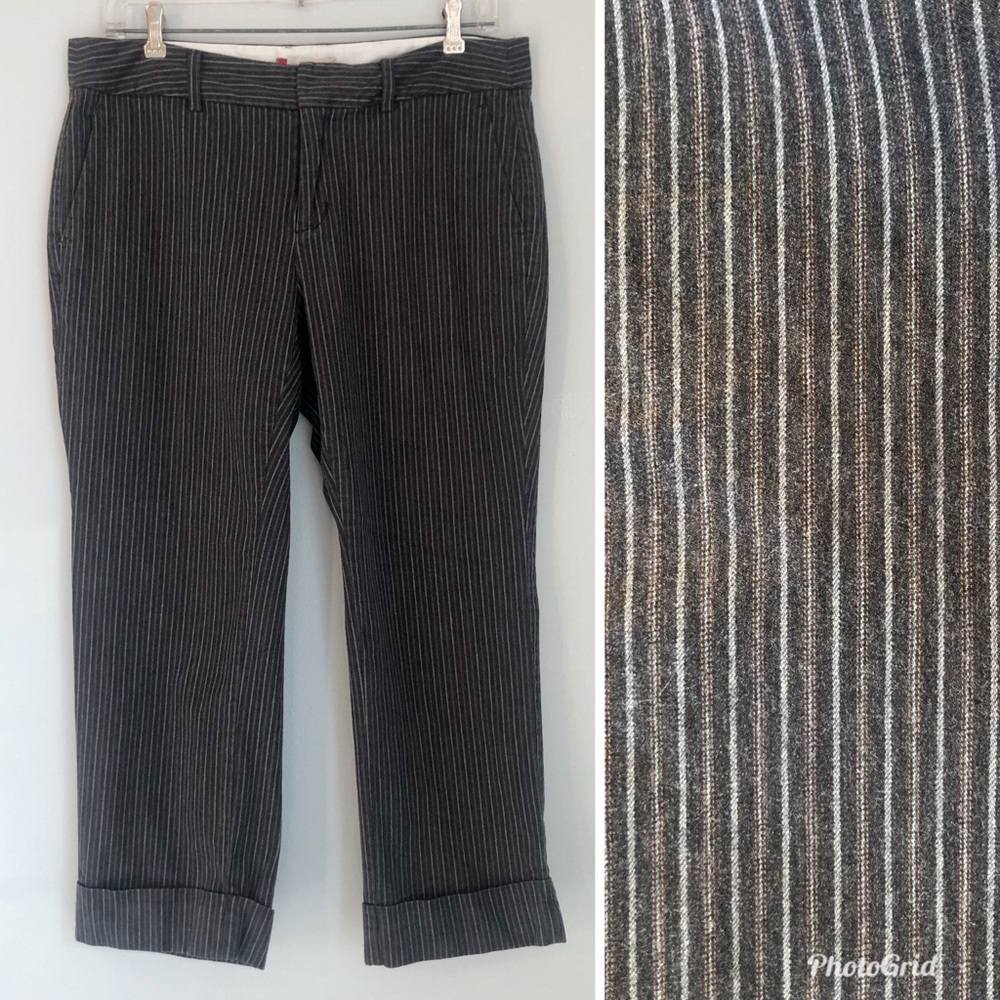 Gap Favorite Trouser Cropped Striped Grey Pants, size 8